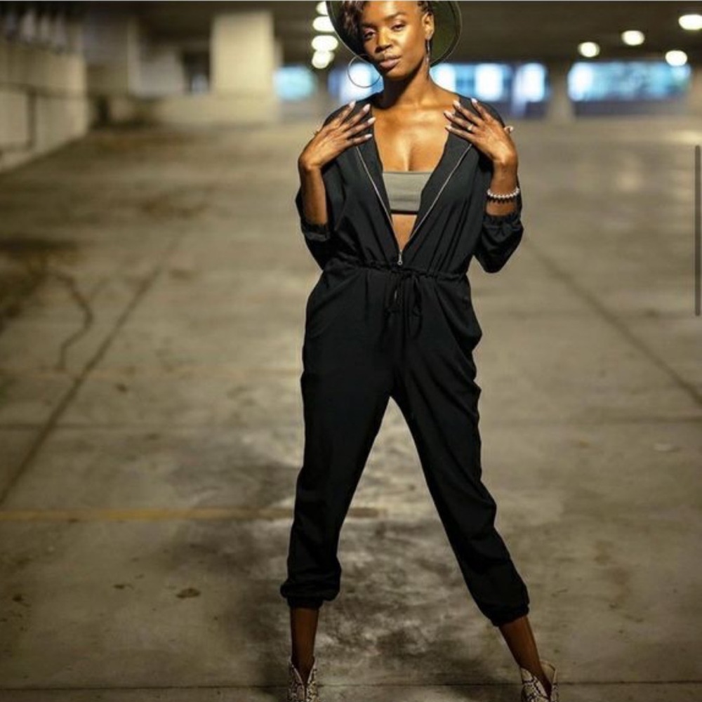 Smash + Tess Classic Black Jumpsuit Nylon new with tags